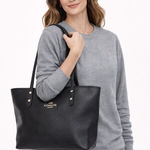 Coach Black Tote with Gold Accents